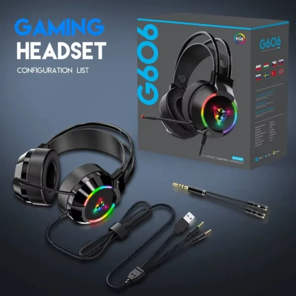 TECNOMAYORISTA DIADEMA GAMER CON LUZ RGB G606 2